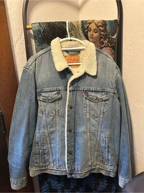 Levi's Light Blue Denim Sherpa-Lined Bomber Jacket